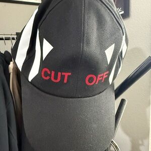 Authentic Off-White “CUT OFF” Black Cap w Red & White Accents